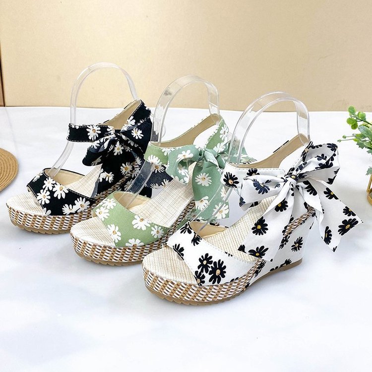 New Bohemian Wedge Fish Mouth Strap High-Heeled Sandals