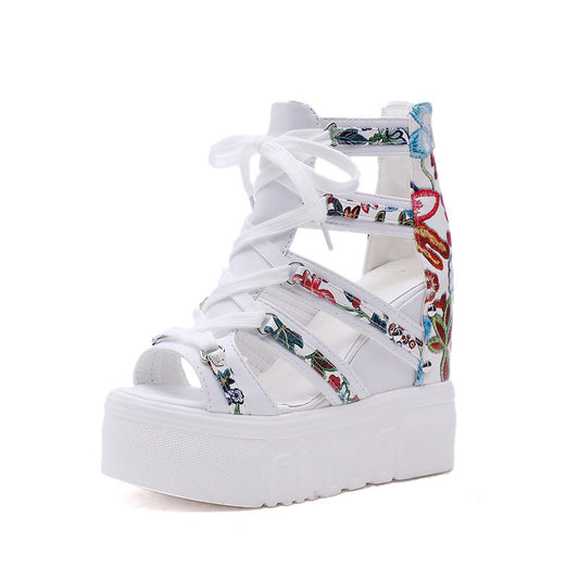 Trifle Bottom Increased Inner Sandals Floral Fish Mouth Women's Sandals