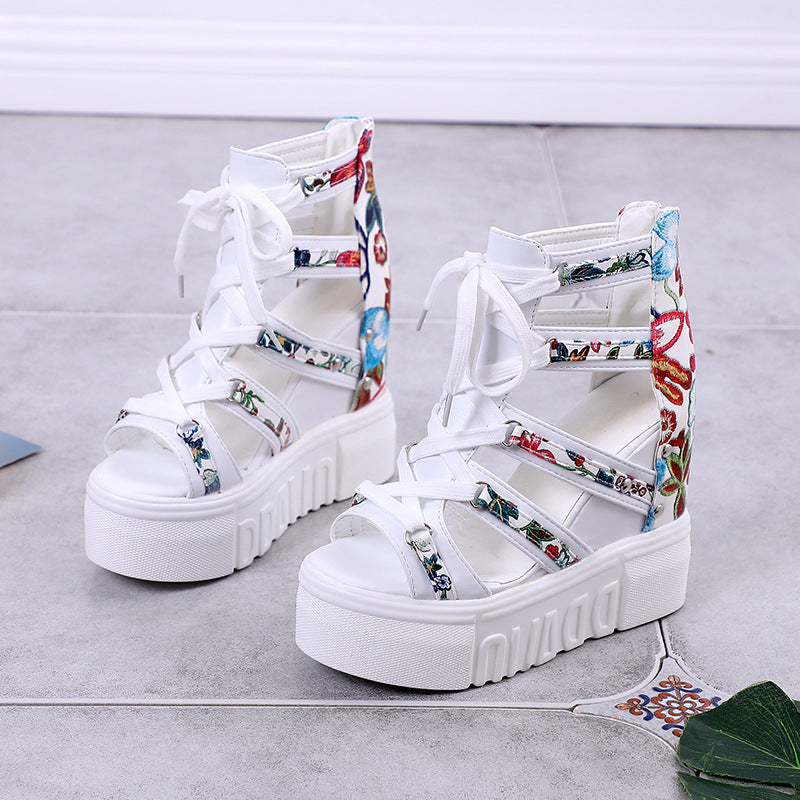 Trifle Bottom Increased Inner Sandals Floral Fish Mouth Women's Sandals