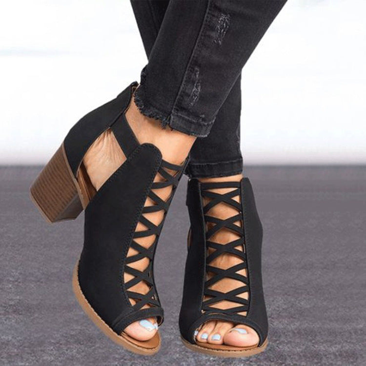 Thick-Heeled High-Heeled Fish Mouth Large Size Women'S Shoes