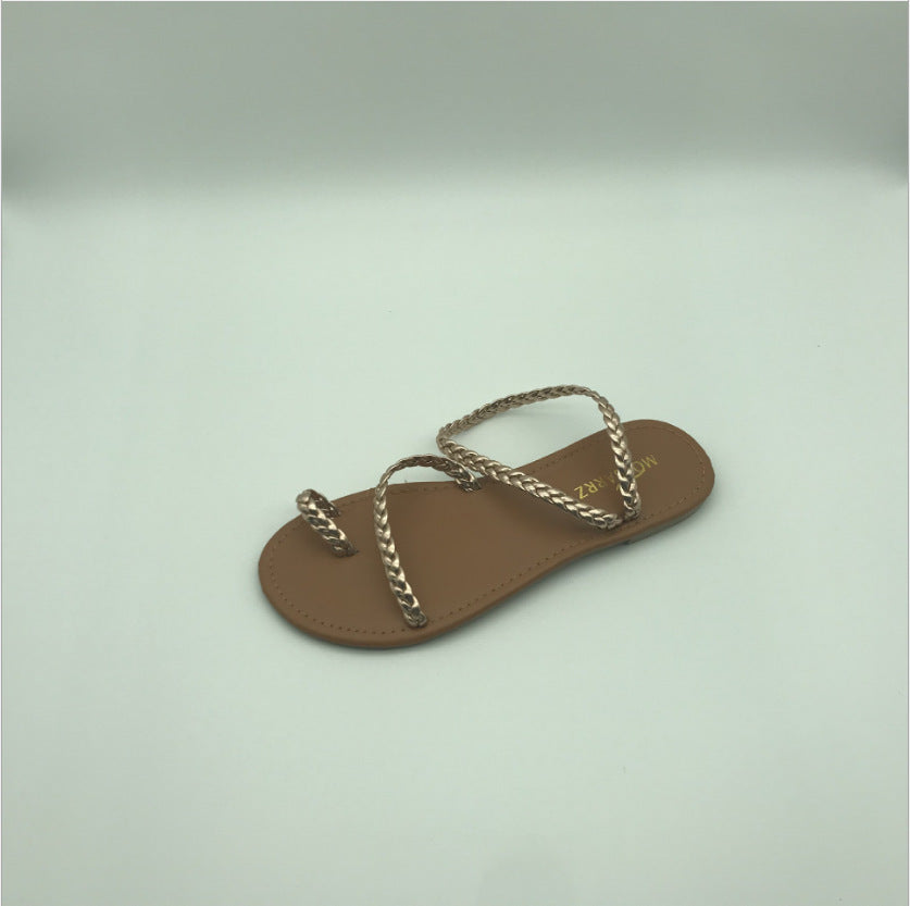 Summer Flat Shaved Leather Fish Mouth Viscose Shoes Fashion Sandals