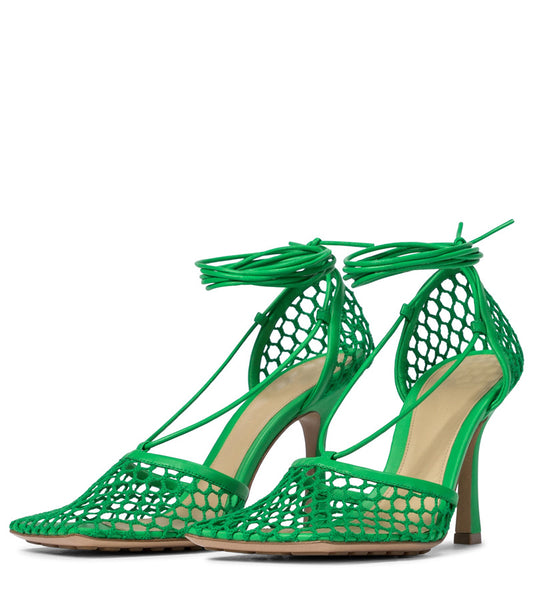 In Summer, High Heeled Sheepskin With Square Head Is Colorfully Hollowed Out