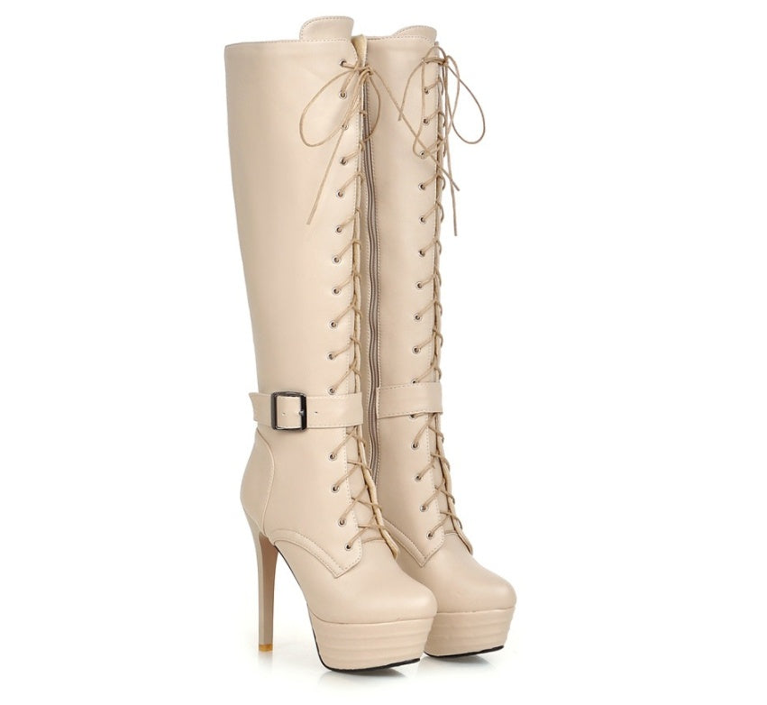 Cross Strap Super High Heel Martin Boots Women's Boots High Boots
