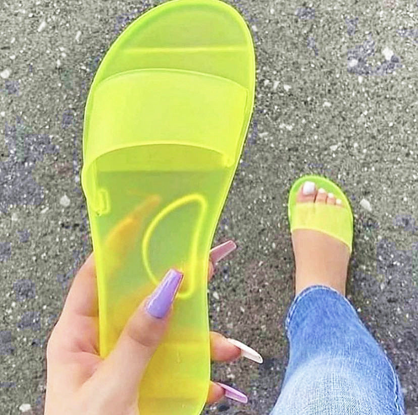 Transparent Crystal Sandals And Slippers Flat Heel