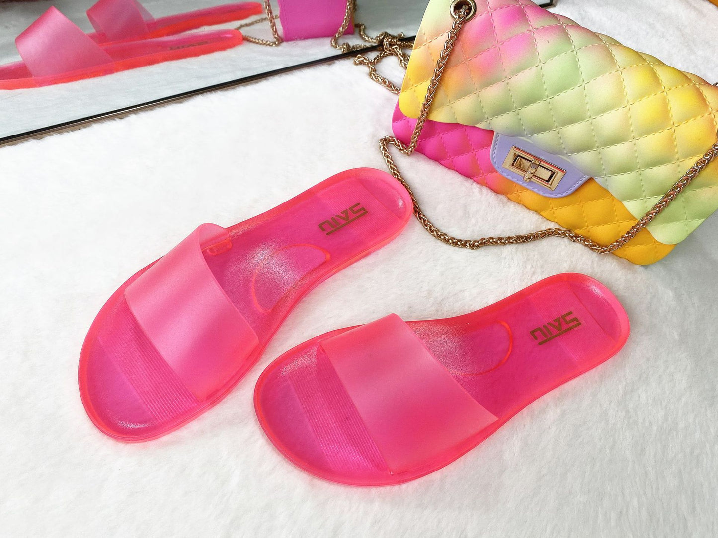 Transparent Crystal Sandals And Slippers Flat Heel