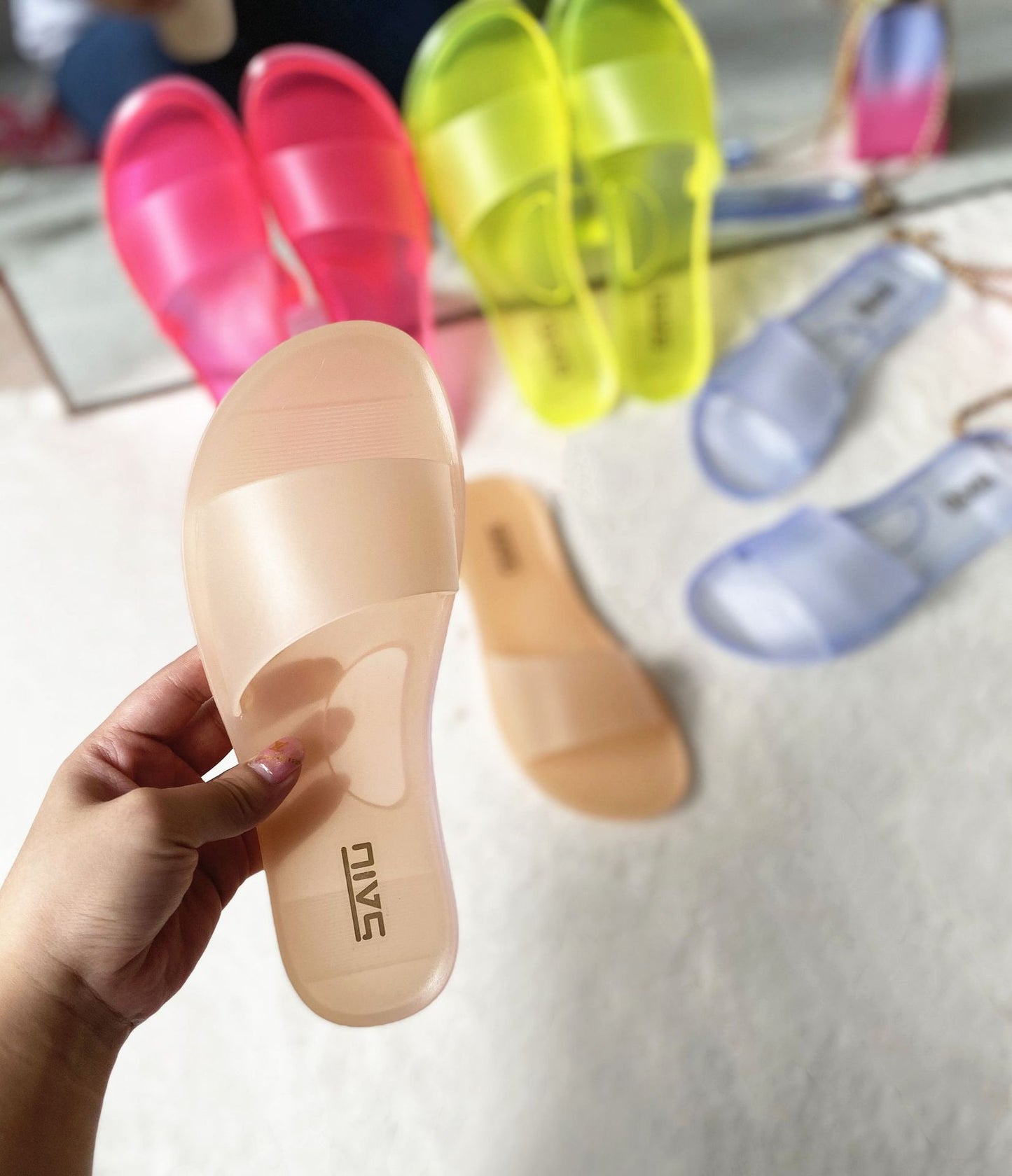 Transparent Crystal Sandals And Slippers Flat Heel