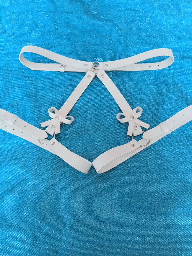 Women'S Belt Bowknot Leather Belt Panties With Leg Loop Accessories