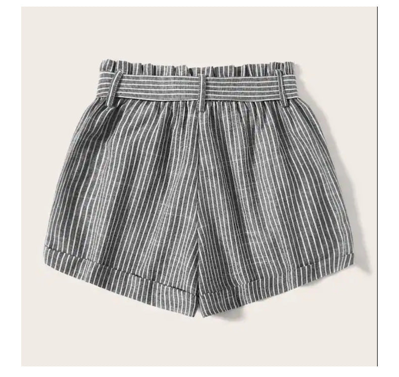 Summer Urban Casual Japanese Women'S Wide-Leg Shorts With Striped Belt