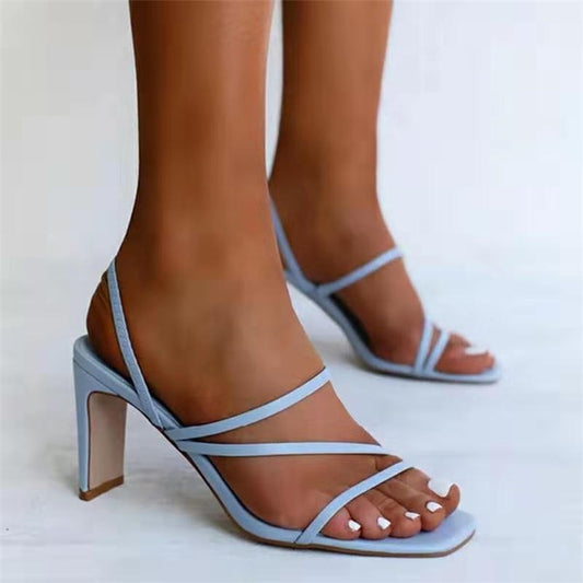 Højhælede Peep Toe Sandaler med Spænde