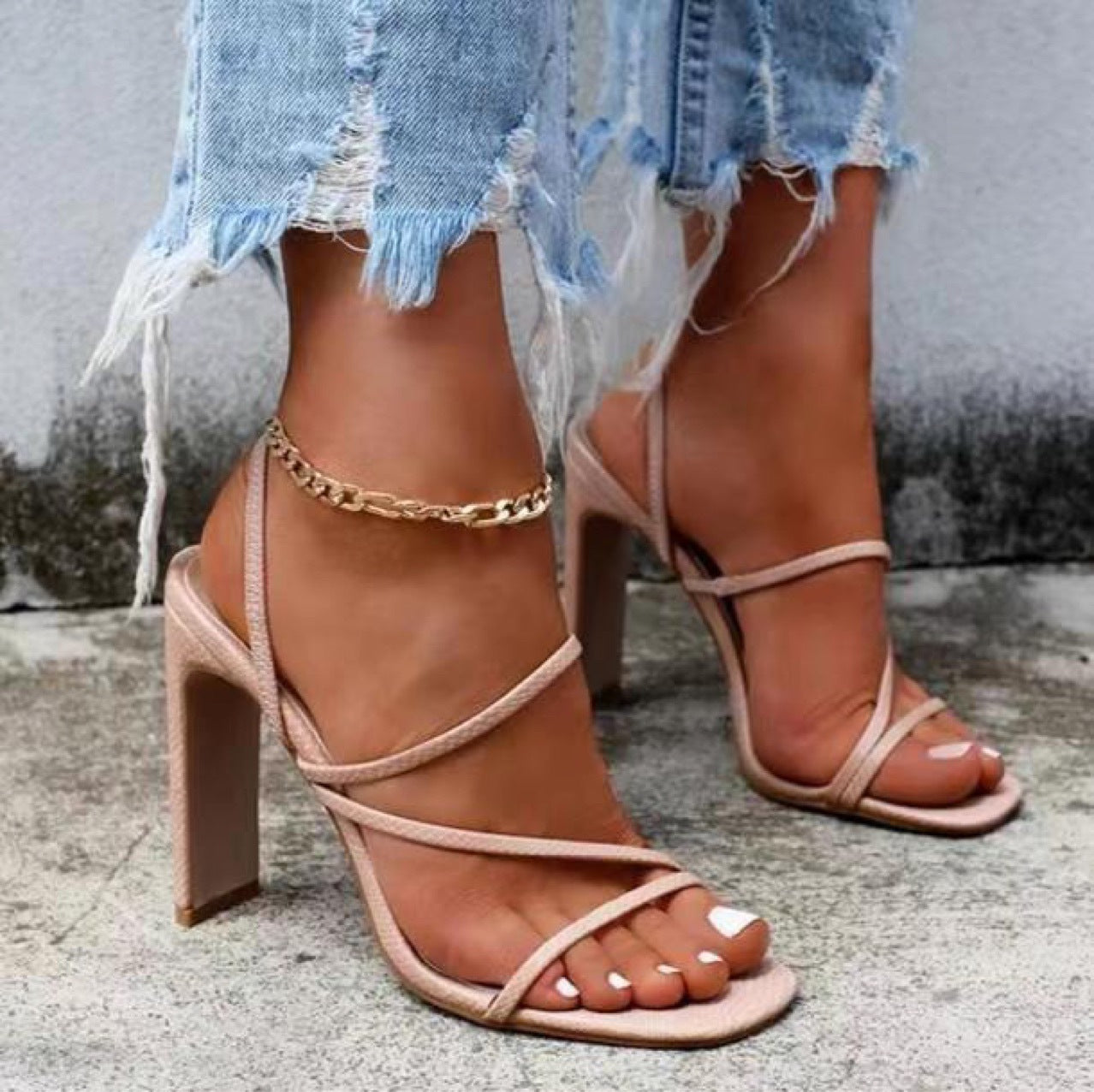 Fish Mouth One Size Black Shaved Leather Fashion Sandals