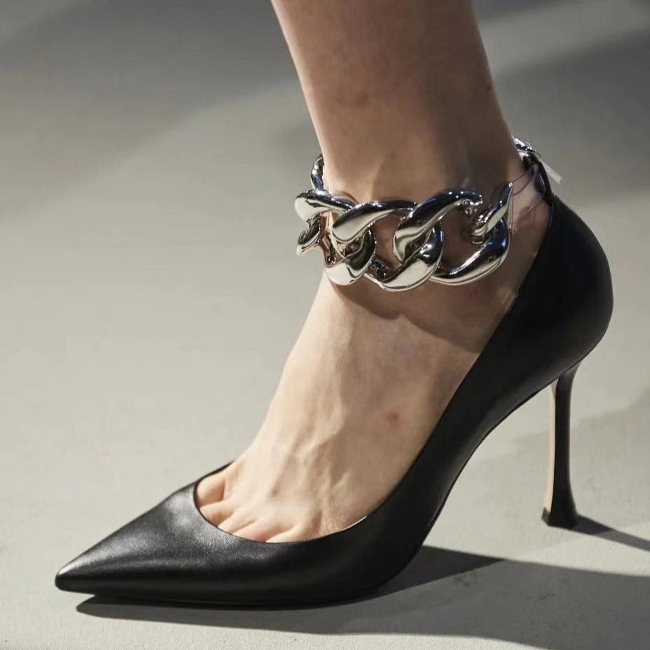 Fashion Pointed-Toe Chain Decorative Stiletto Shoes