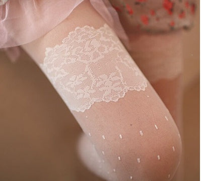 Ultra-Thin Sexy Lace Jacquard White Stockings