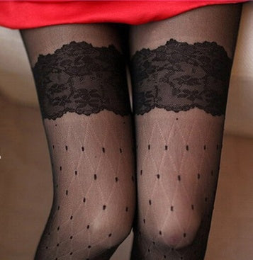 Ultra-Thin Sexy Lace Jacquard White Stockings