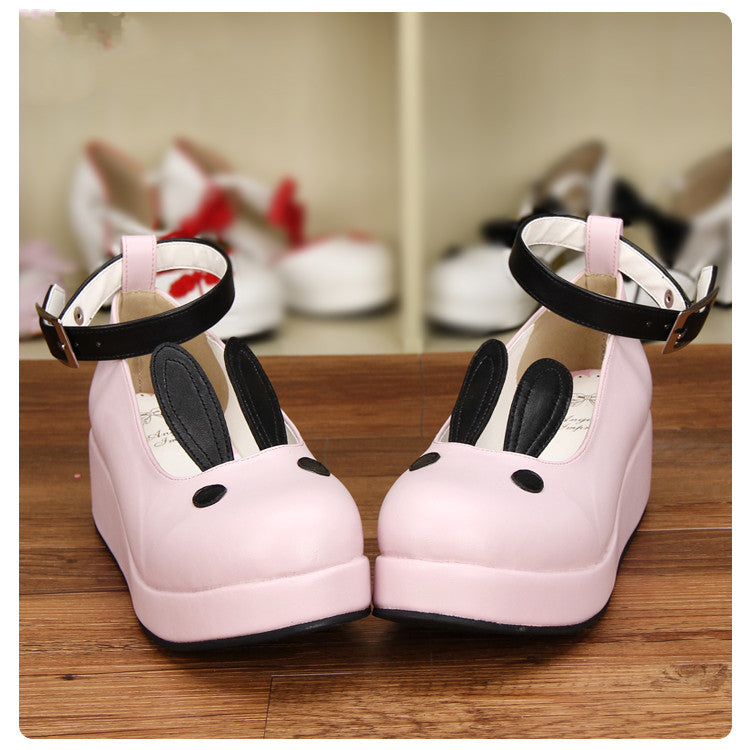 Original Handmade Thick-Soled Sponge Cake Cute Rabbit Ear Shoes