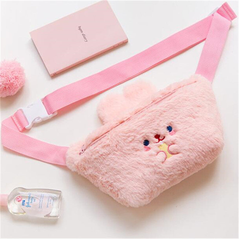Plush Belt Bag Cute Cartoon Animal Shape Can Be Cross-back