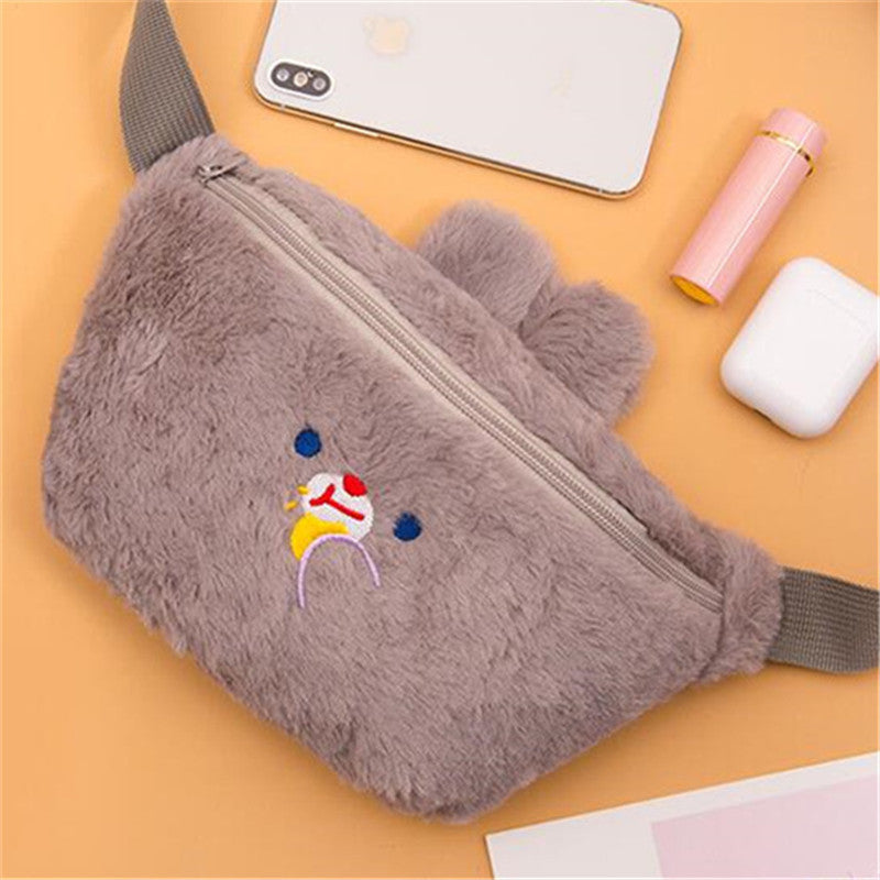 Plush Belt Bag Cute Cartoon Animal Shape Can Be Cross-back