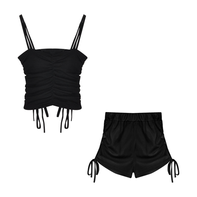 Hot Pants Women'S Design Sense Niche High Waist Slimming Strap Wide-Leg Shorts