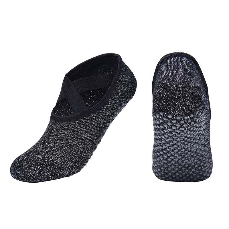 New Fashion Silk Women Yoga Sports Socks Anti-Slip Gym Fitness Underwear Breathable Cross Back Pilates Dance Sport Ankle Socks