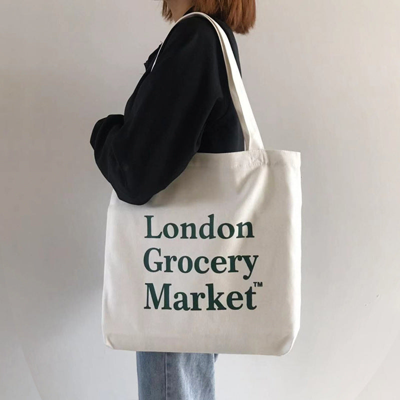 Spring Korean Cartoon Canvas Bag Women'S Single Shoulder Diagonal Simple And Creative Student Canvas Bag School Bag