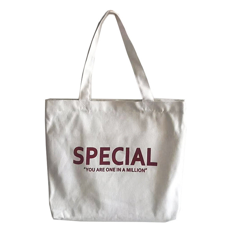 Spring Korean Cartoon Canvas Bag Women'S Single Shoulder Diagonal Simple And Creative Student Canvas Bag School Bag