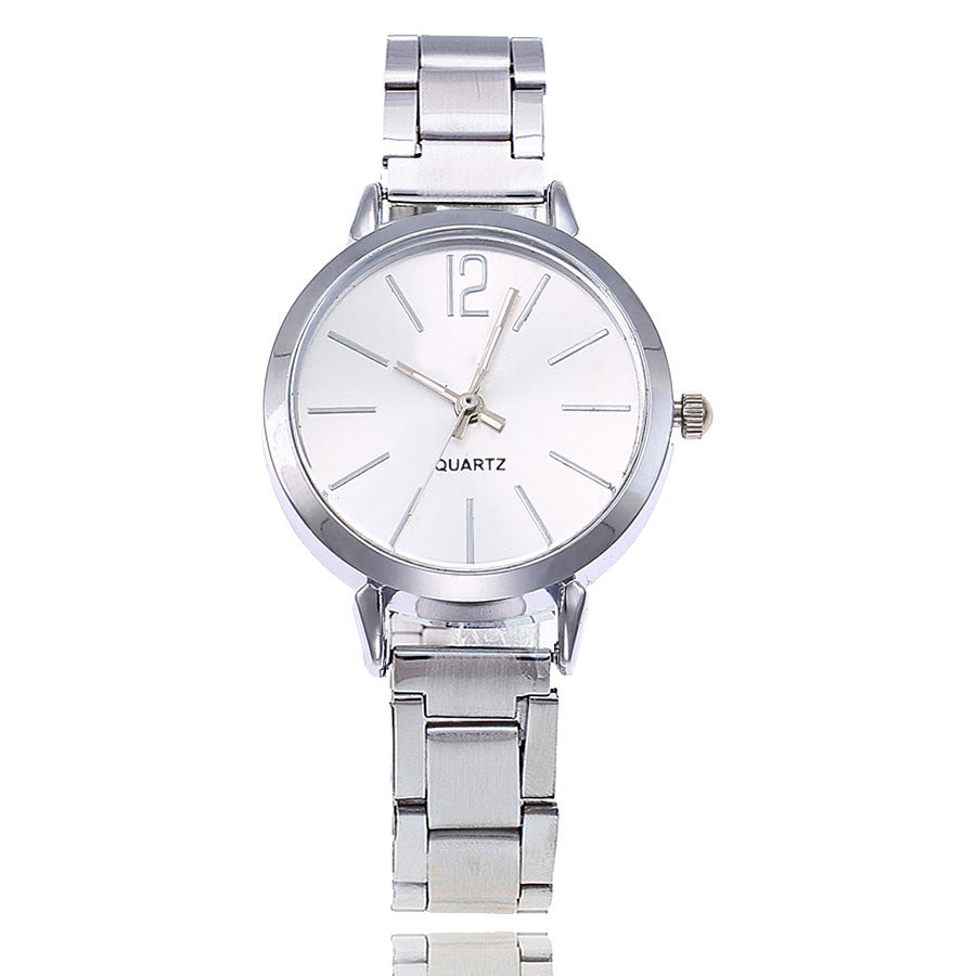 Alloy Mesh Belt Female Watch Learning Simple Steel Belt Sports Quartz Watch