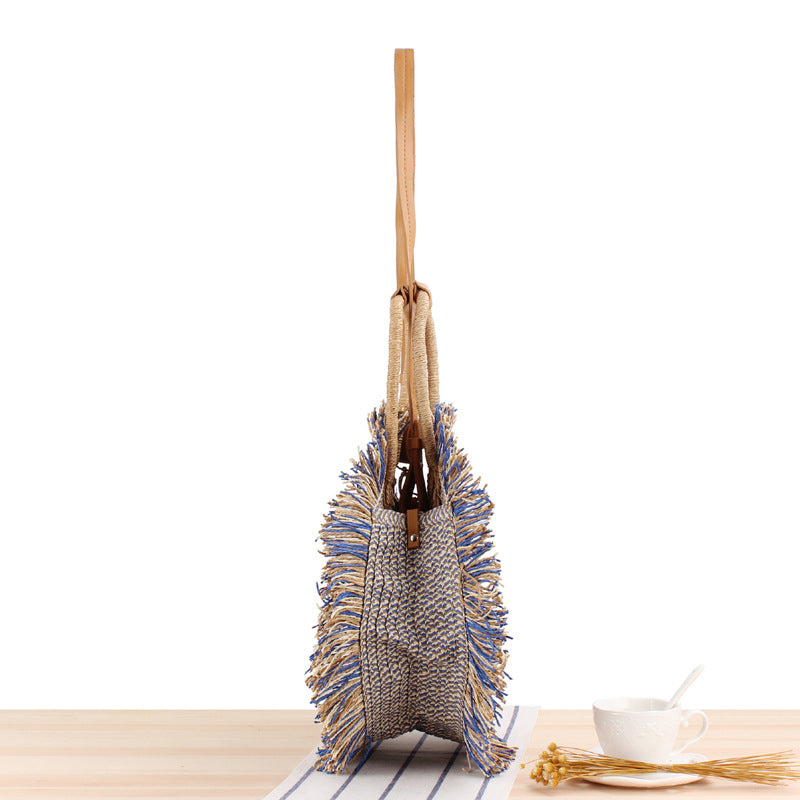 Straw Bag Single-Shoulder Dual-Use Casual Hand-Knitting