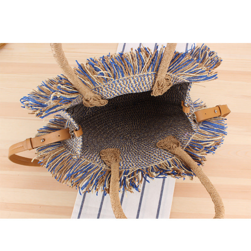Straw Bag Single-Shoulder Dual-Use Casual Hand-Knitting