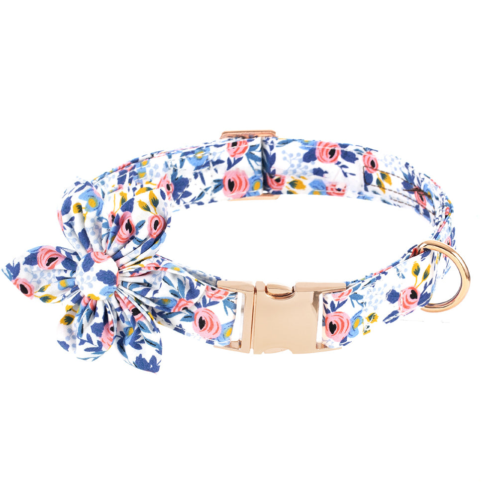 Flower Print Dog Collar Rose Metal Buckle And Wind Sunflower Pet Collar