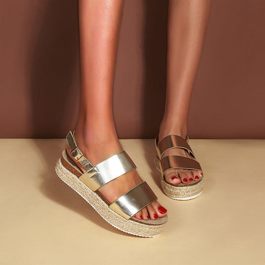 Fashion Ladies Simple Buckle Platform Sandals