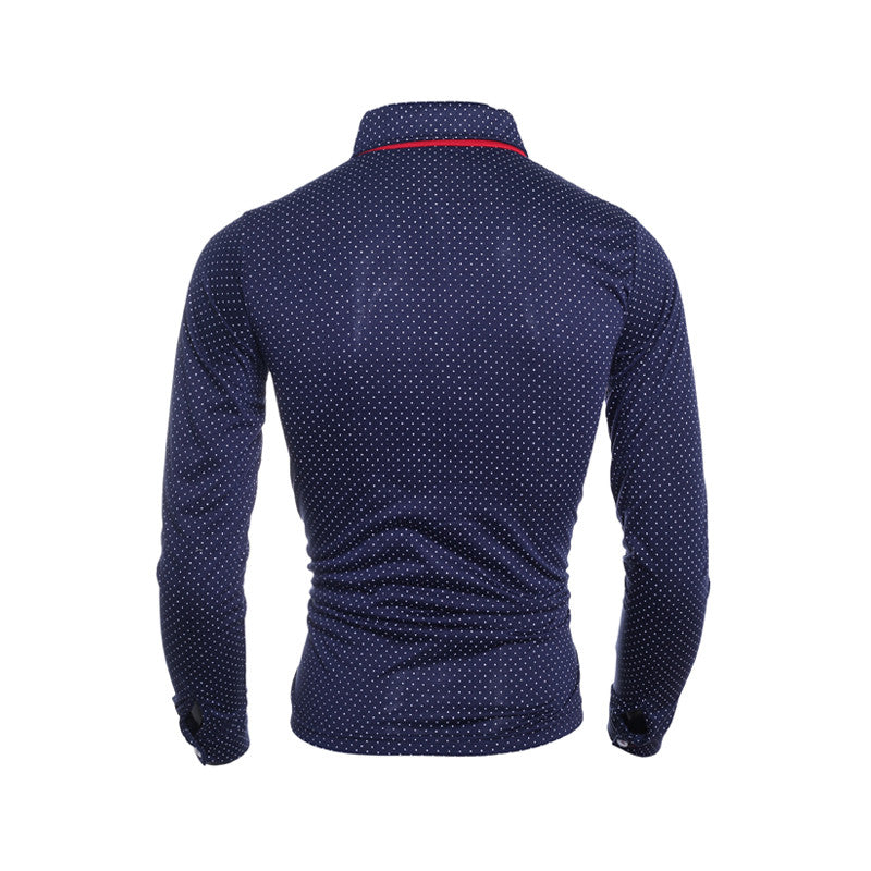 Fashion Polka Dot Ouma Men's Casual Long Sleeve