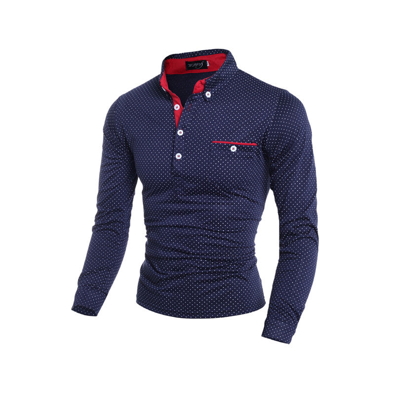 Fashion Polka Dot Ouma Men's Casual Long Sleeve