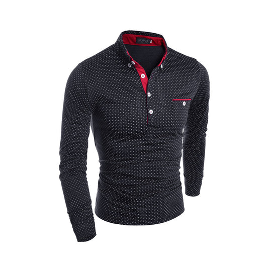 Fashion Polka Dot Ouma Men's Casual Long Sleeve