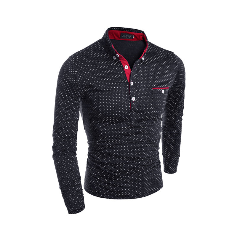 Fashion Polka Dot Ouma Men's Casual Long Sleeve