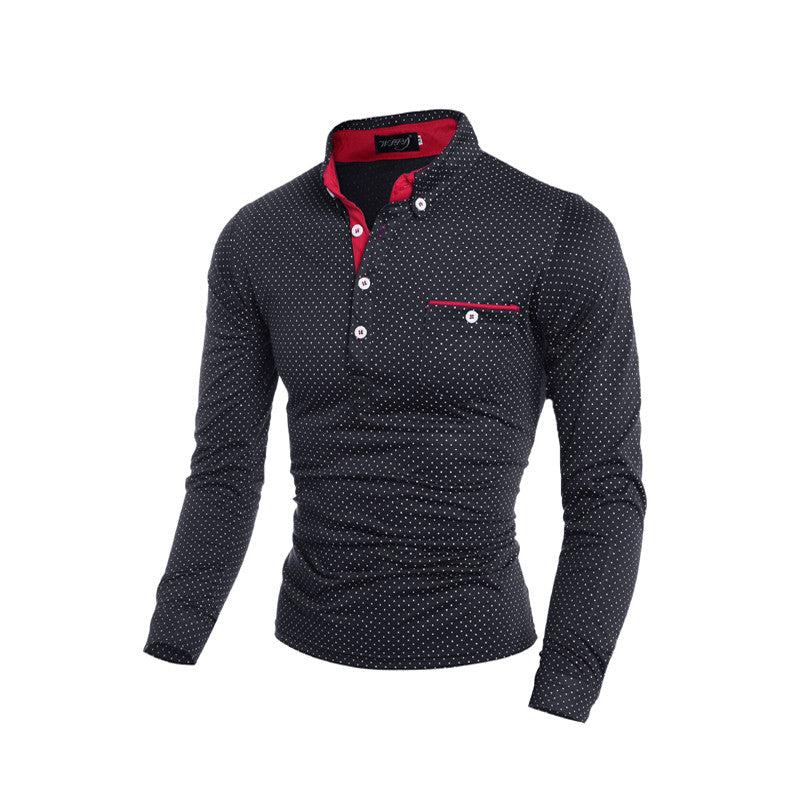 Fashion Polka Dot Ouma Men's Casual Long Sleeve