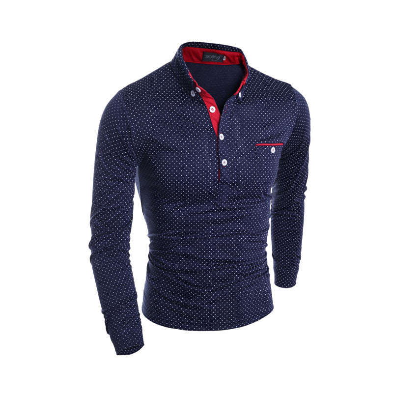 Fashion Polka Dot Ouma Men's Casual Long Sleeve