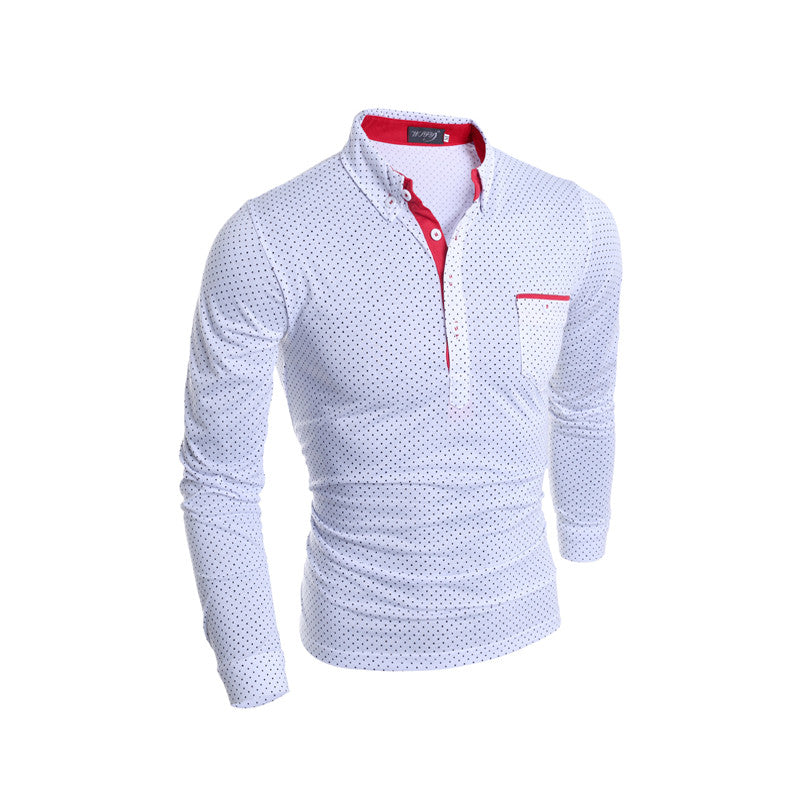 Fashion Polka Dot Ouma Men's Casual Long Sleeve