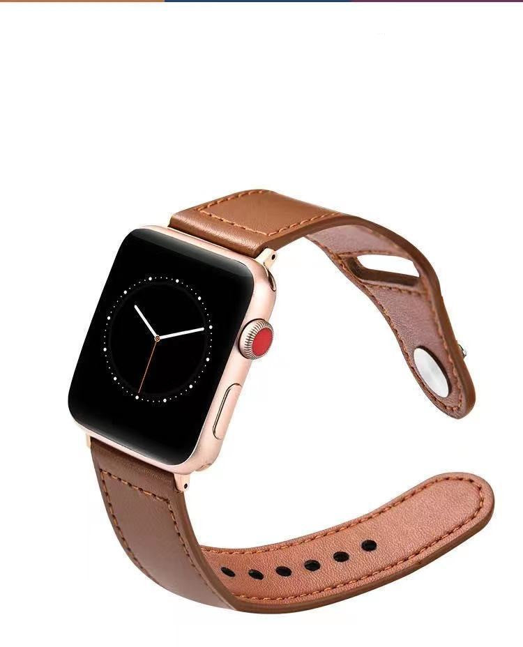 Compatible with Apple, Apple Watch123456Se Generation First Layer Leather Iwatch Watch Strap