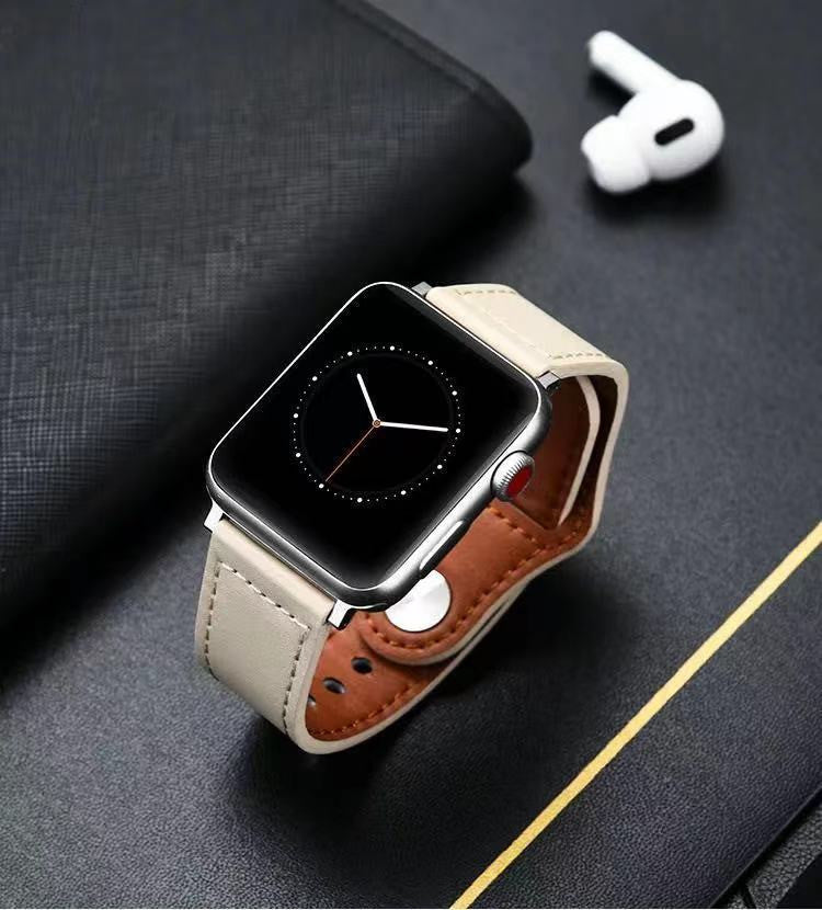 Compatible with Apple, Apple Watch123456Se Generation First Layer Leather Iwatch Watch Strap