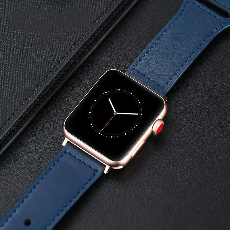 Compatible with Apple, Apple Watch123456Se Generation First Layer Leather Iwatch Watch Strap