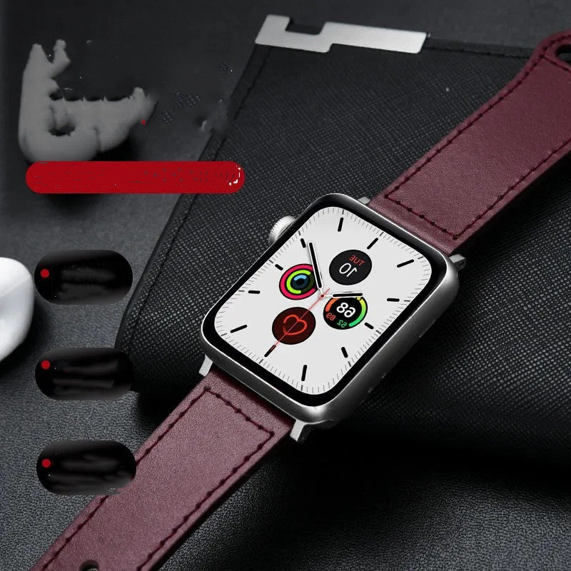 Compatible with Apple, Apple Watch123456Se Generation First Layer Leather Iwatch Watch Strap