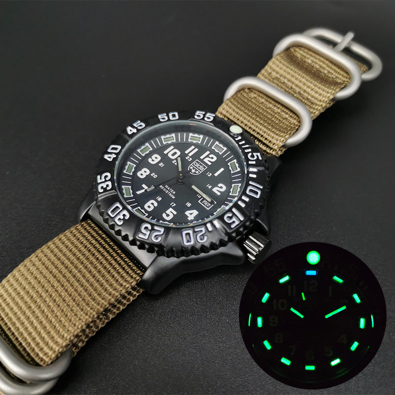 Men's Sports Military Watch Woven Belt Calendar Special Forces Waterproof Quartz Watch