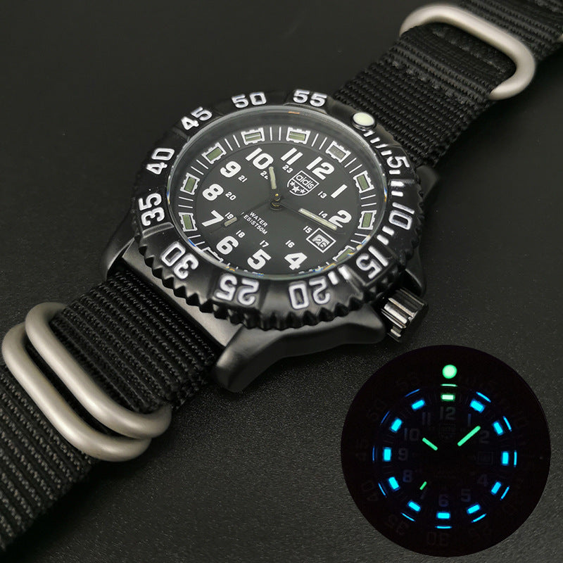 Men's Sports Military Watch Woven Belt Calendar Special Forces Waterproof Quartz Watch