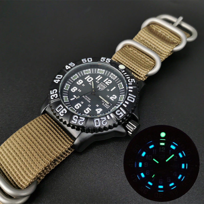 Men's Sports Military Watch Woven Belt Calendar Special Forces Waterproof Quartz Watch