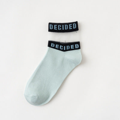 Socks Shop Thin Glass Fiber Short Tube College Socks Card Silk Cotton Bottom Socks