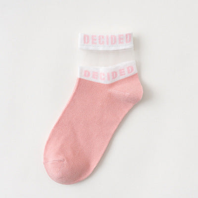 Socks Shop Thin Glass Fiber Short Tube College Socks Card Silk Cotton Bottom Socks