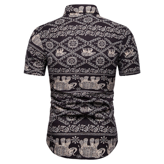 Men's Veach Short-sleeved Shirt European And American Hawaiian Colors