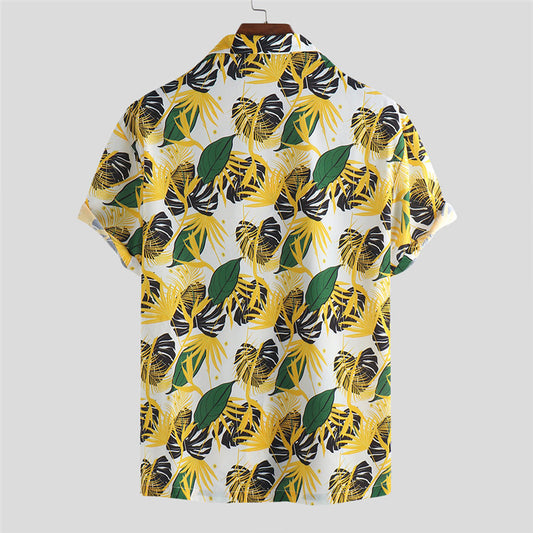 Men'S Short-Sleeved Floral Shirt Fashion Casual Plus Size Lapel Shirt