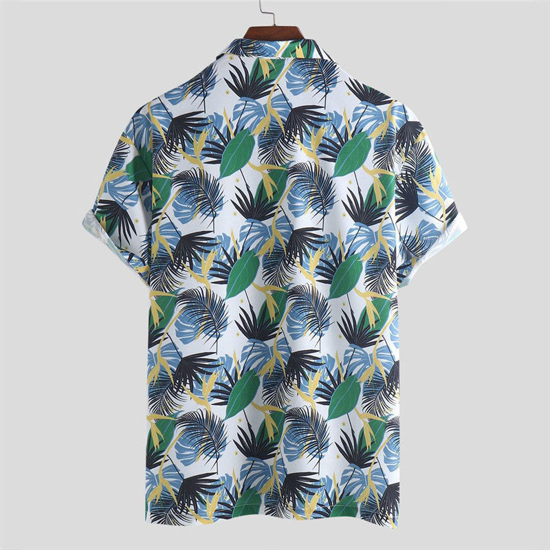 Men'S Short-Sleeved Floral Shirt Fashion Casual Plus Size Lapel Shirt