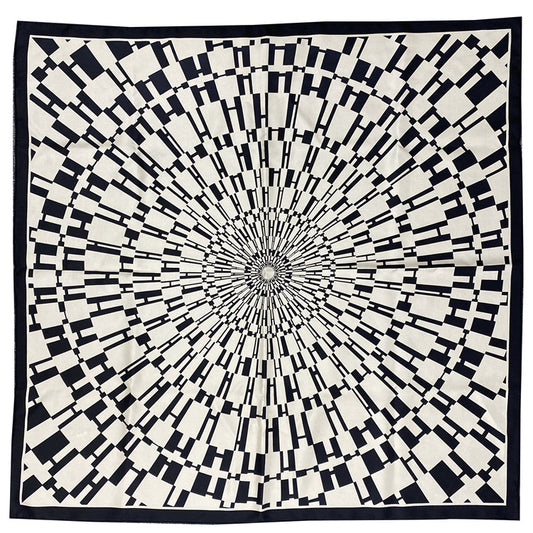Radial Letter Pattern Wild Silk 90 Twill Square Scarf Shawl Ladies Silk Scarf