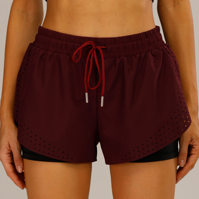 Ladies Double-Layer Fake Two-Piece Sports Yoga Fitness Pants